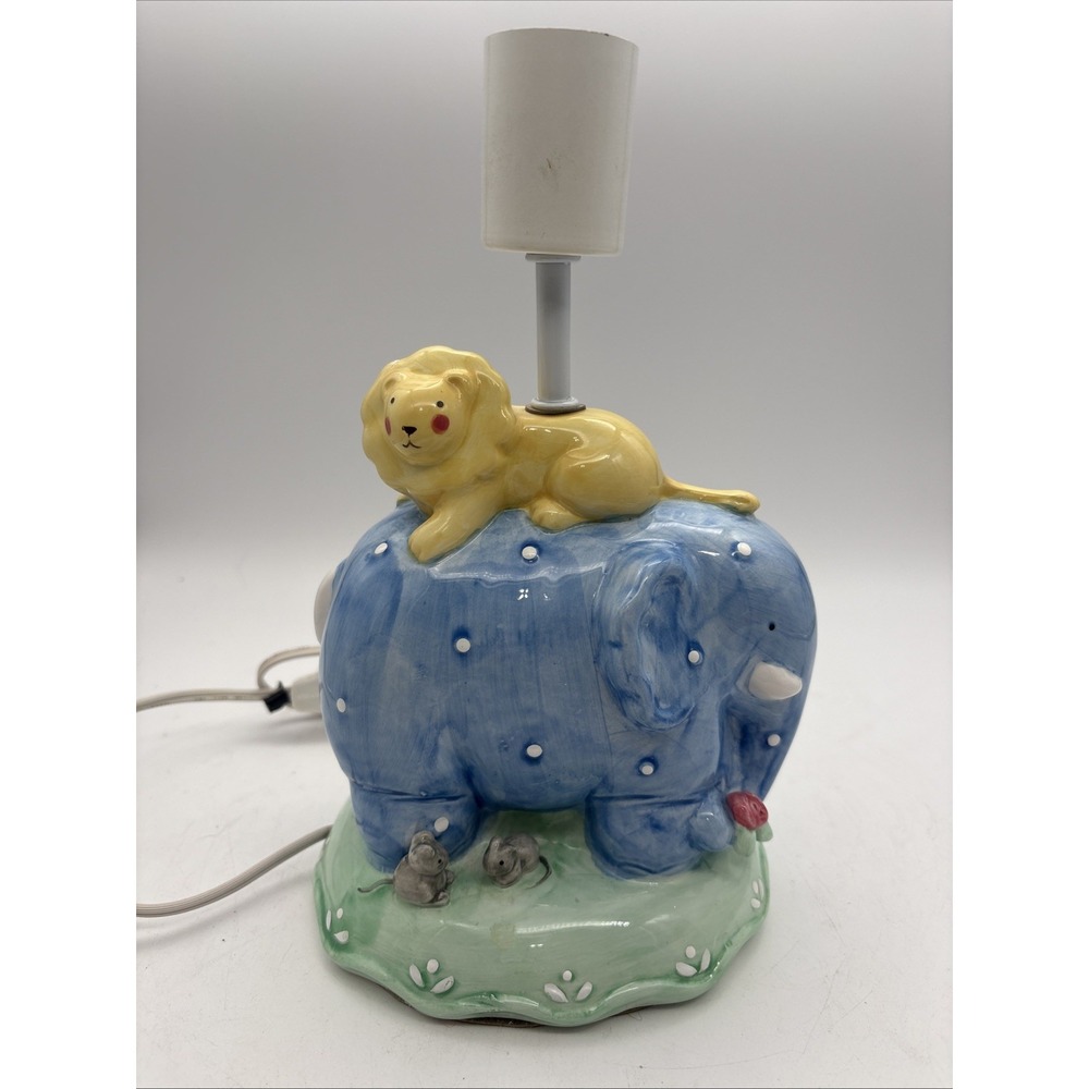 Vintage Charpente Ceramic Lamp Elephant Lion And Mice